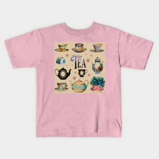 Time for Tea - Vintage Tea Illustrations Kids T-Shirt